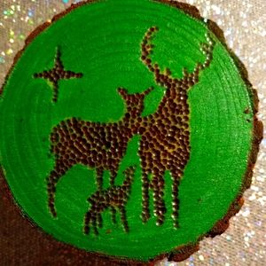 Wood burned deer coasters